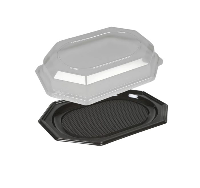 Poslužavnik sa poklopcem rPET 25х35 cm crni 10 kom (komplet)