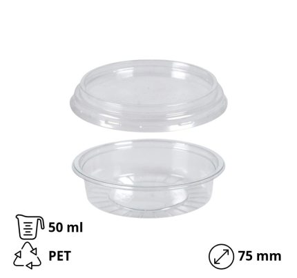 Posuda za umake za poklopcem PET 50 ml, 100 kom (komplet)