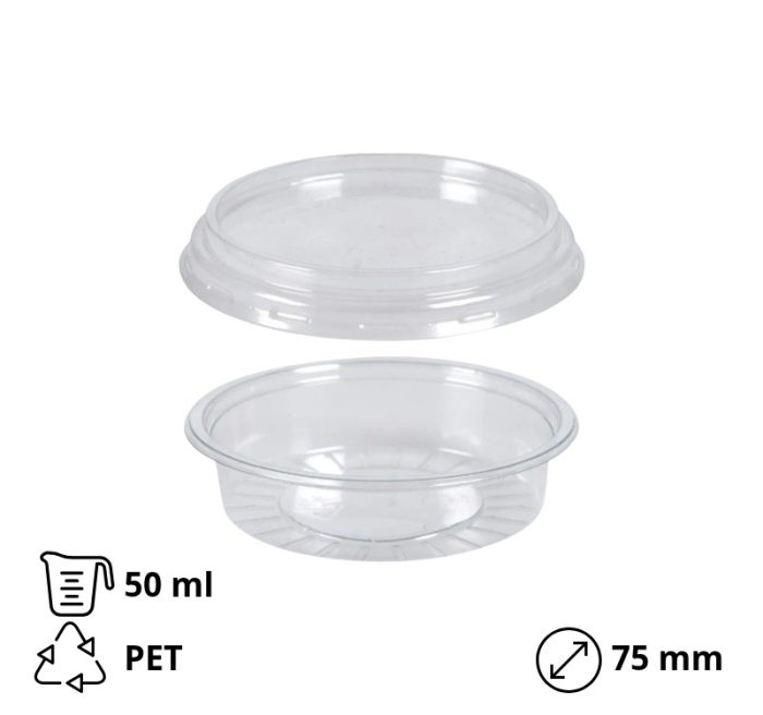 Posuda za umake za poklopcem PET 50 ml, 100 kom (komplet)