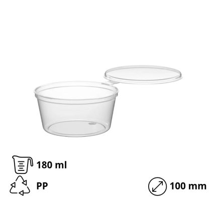 Posuda za umake sa poklopcem 180 ml PP d=100 mm 50 kom