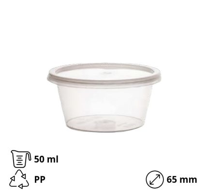 Posuda za umake PP 50 ml sa uklonjivim poklopcem (set)  200 kom