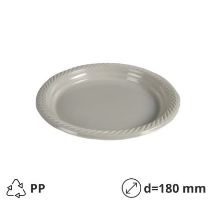 Tanjur PP d=180 mm svijetlo siva 25 kom