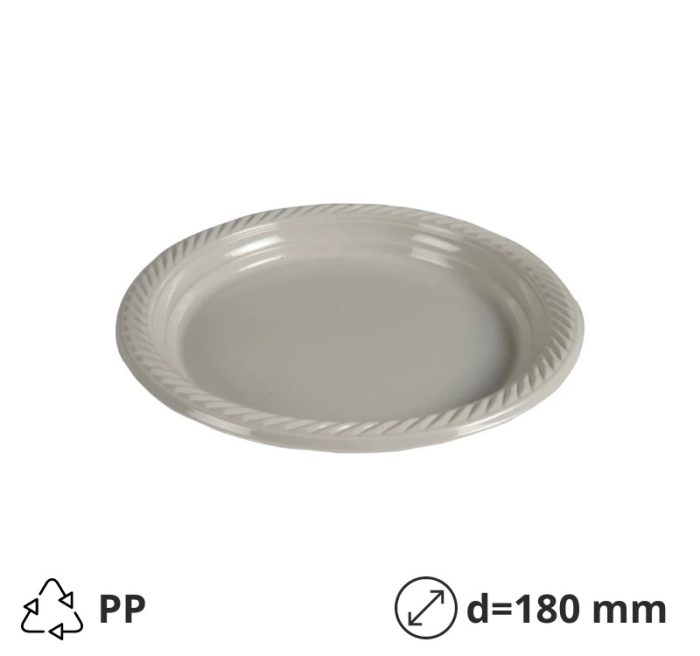 Tanjur PP d=180 mm svijetlo siva 25 kom