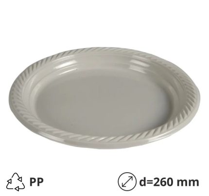 Tanjur PP d=260 mm svijetlo siva 25 kom