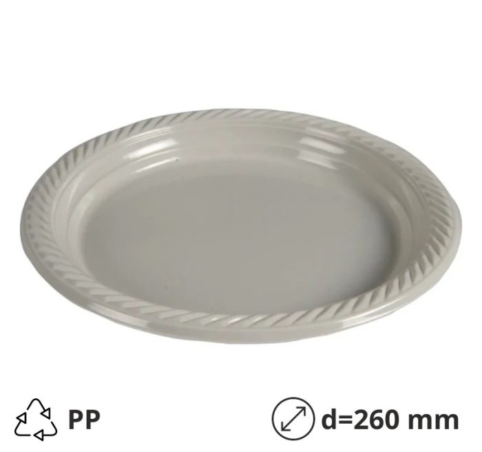 Tanjur PP d=260 mm svijetlo siva 25 kom