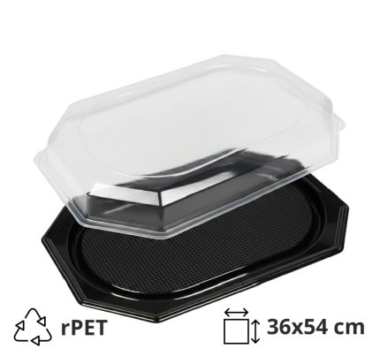 Poslužavnik sa poklopcem rPET 36х54 cm crni 10 kom (komplet)
