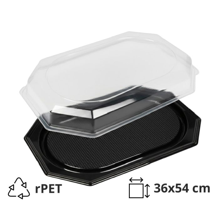 Poslužavnik sa poklopcem rPET 36х54 cm crni 10 kom (komplet)
