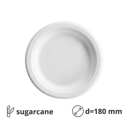 Tanjur BIO (sugarcanes) d=180 mm bijela 50 kom