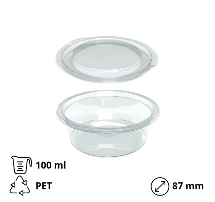 Posuda za umake za poklopcem PET 100 ml, 50 kom (komplet)