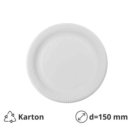 Papirnati tanjur d=150 mm bijeli laminiran 100 kom