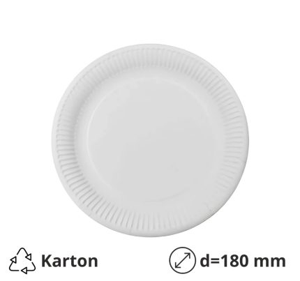 Papirnati tanjur d=180 mm bijeli laminiran 50 kom