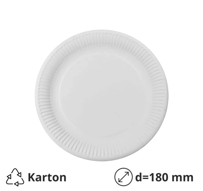 Papirnati tanjur d=180 mm bijeli laminiran 50 kom