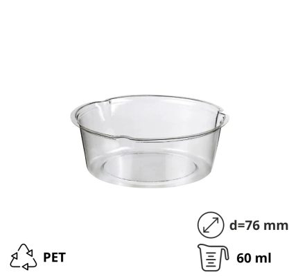 Posudica-razdjelnika PET 60 ml d=76 mm h=24 mm prozirna 150 kom