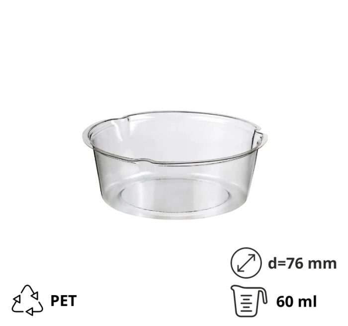 Posudica-razdjelnika PET 60 ml d=76 mm h=24 mm prozirna 150 kom