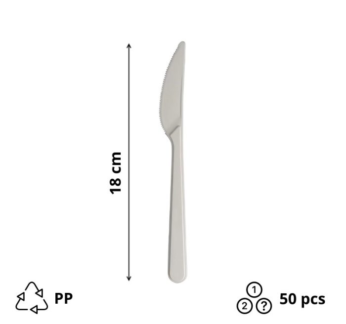 Nož PP 18 cm bijeli 50 kom