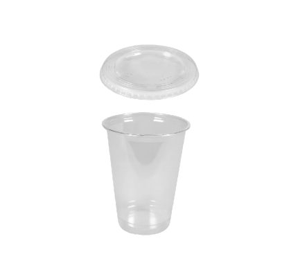 Čaša rPet 400 ml prozirna tvrde za poklopcem d=93 mm 50 kom (komplet)