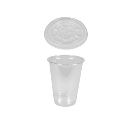 Čaša rPet 400 ml prozirna tvrde za poklopcem d=93 mm 50 kom (komplet)