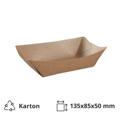 Papirnata plitica L 200x96x50 mm (gornje dimenzije) kraft 250 kos