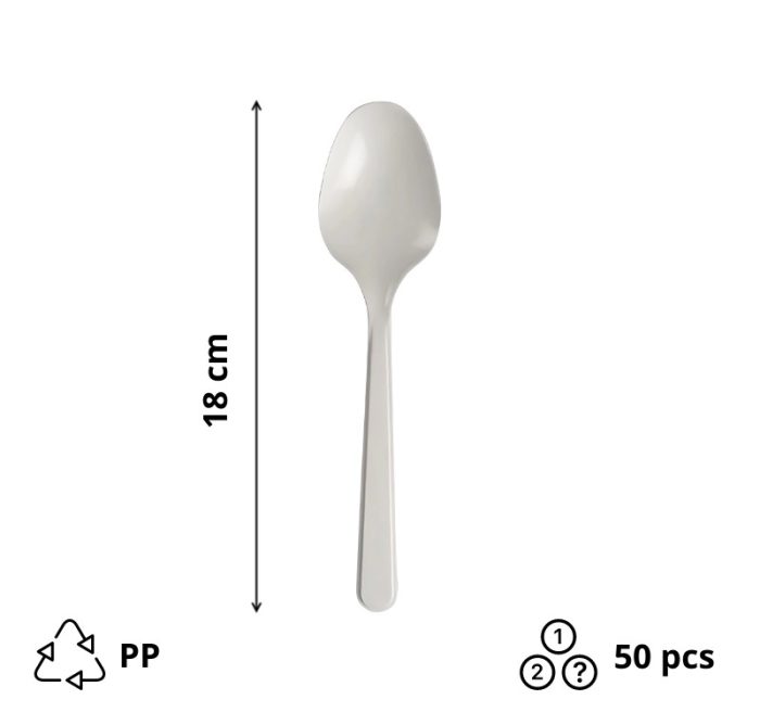 Plastična žlica PP 18 cm bijela 50 kom