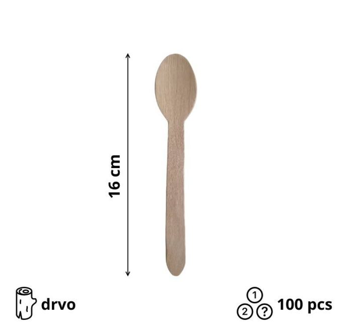 Drvena žlica 160 mm 100 kom