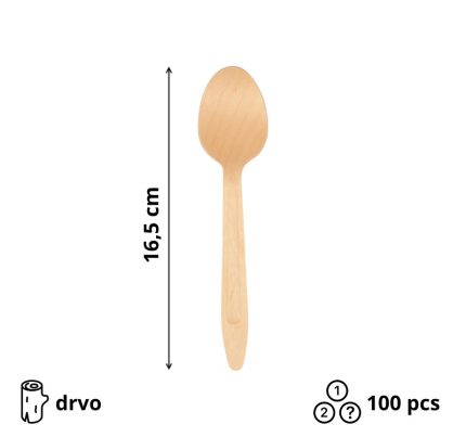 Drvena žlica 165 mm 100 kom