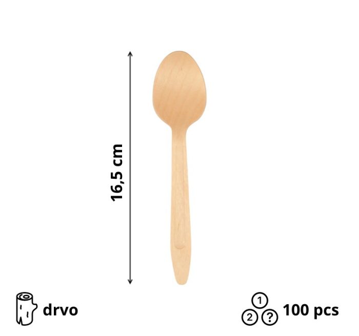 Drvena žlica 165 mm 100 kom
