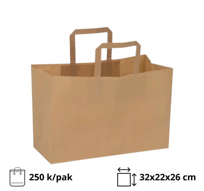 Papirnata vrećica sa ravnom ručkom 320х220х270 mm kraft 250 kom