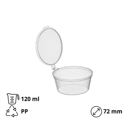 Posuda za umake sa poklopcem PP 120 ml d=72 mm 50 kom