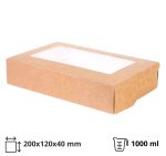 Papirnata posuda s prozorom ECO TABOX 1000 ml 200x120x40 mm kraft 25 kom