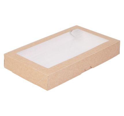 Papirnata posuda s prozorom ECO TABOX 1450 ml 260x150x40 mm kraft 25 kom