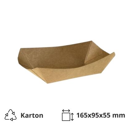 Papirnata plitica XL 225x131x54 mm (gornje dimenzije) kraft 250 kos