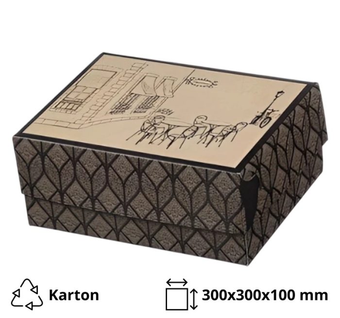 Kutija s poklopcem za desert 30x30x10 cm STREET BOX [8 kom/pak]