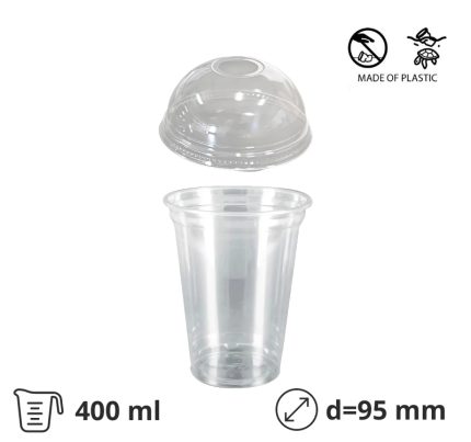 Čaša rPET 400 (380) ml d=95 mm h=120 mm za poklopcem 50 kom (komplet)