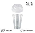 Čaša rPET 400 (380) ml d=95 mm h=120 mm za poklopcem, 100 kom (komplet)