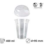 Čaša rPET 400 (380) ml d=95 mm h=120 mm za poklopcem, 100 kom (komplet)