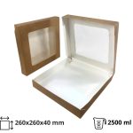 Papirnata posuda s prozorom ECO TABOX 2500 ml 260x260x40 mm kraft 50 kom