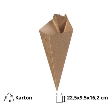 Posuda za pomfrit (s pregradom za umak) CHIP CONE kraft 50 kom