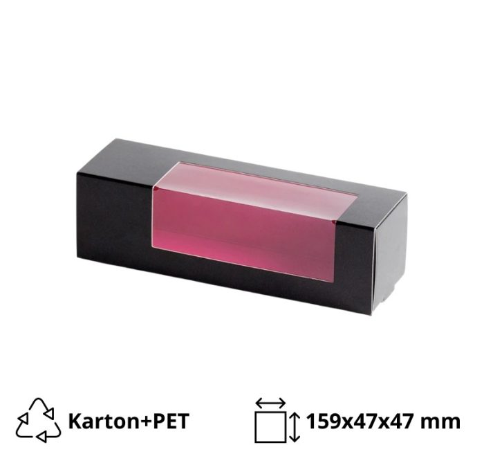 Papirnata posuda s prozorom za deserte 6 “Makaron” 159x47x47 mm Crna 10 kom