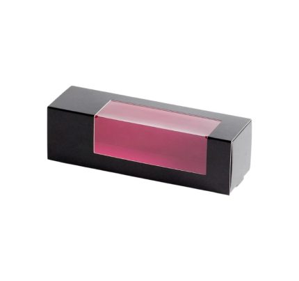 Papirnata posuda s prozorom za deserte 6 “Makaron” 159x47x47 mm Crna 10 kom