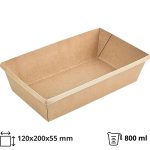 Papirnata posuda OneClick 800 ml 120x200mm h=55mm kraft, bez poklopca 50 kom