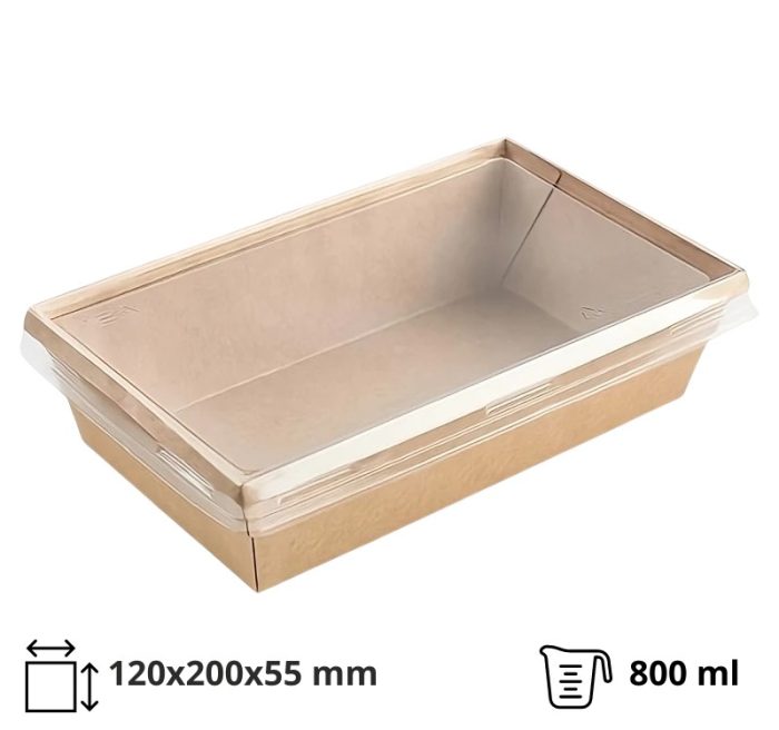 Posuda 800 ml, craft, 120*200*55mm za poklopcem, 50 kom (komplet)