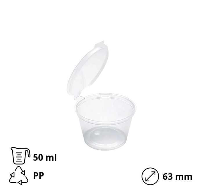 Posuda za umake sa poklopcem PP 50 (60) ml d=63 mm 50 kom