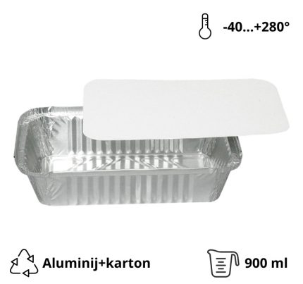 Alu posuda za poklopcem 900 ml 212x147x48 mm, komplet, 100 kom