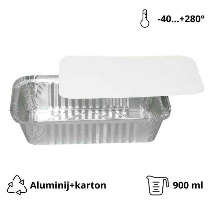 Alu posuda za poklopcem 900 ml 212x147x48 mm, komplet, 100 kom