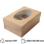 Kutija za muffine z prozorom ECO MUF 6 250x170x100 mm kraft 25 kom
