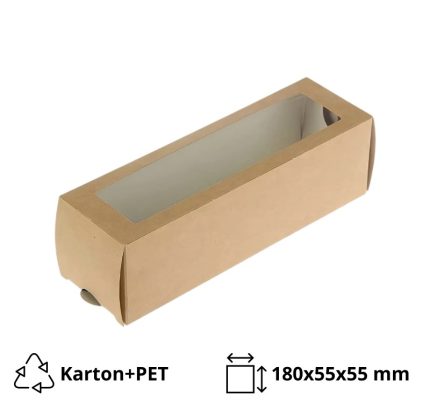 Papirnata posuda s prozorom za deserte “Makaron” 180x55x55 mm kraft 50 kom