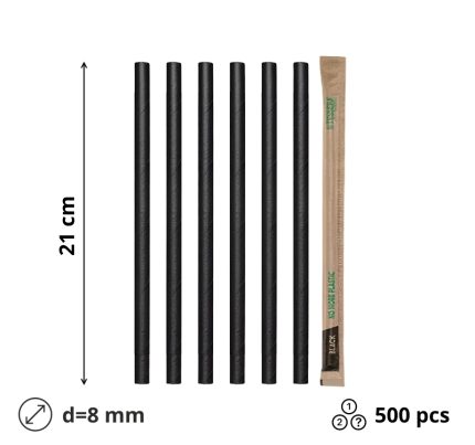 Slamke papirnate d=8 mm l=210 mm crna pojedinačno pakiranje 500 kom/pak