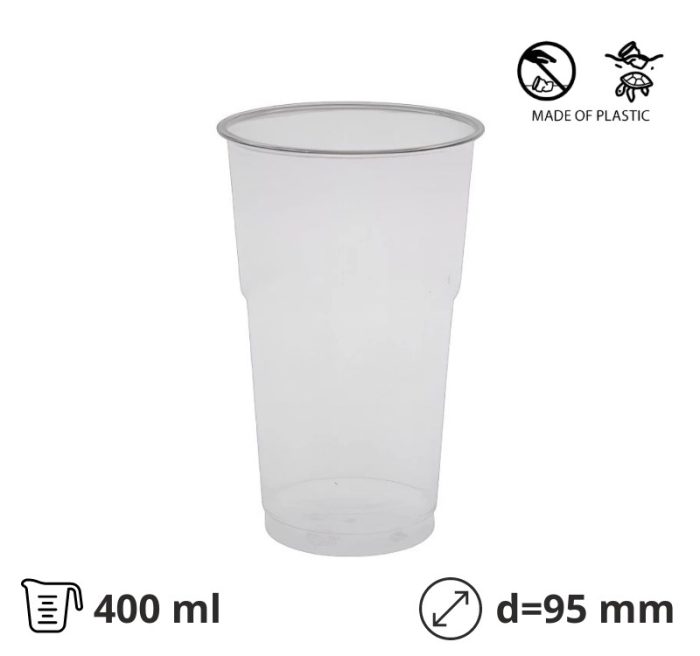 Čaša rPet 400 ml prozirna d=95 mm 50 kom