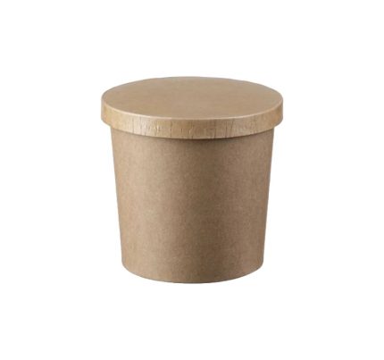 Papirnata posuda za poklopcem 340 ml d=90 mm h=85 mm kraft 50 kom (komplet)