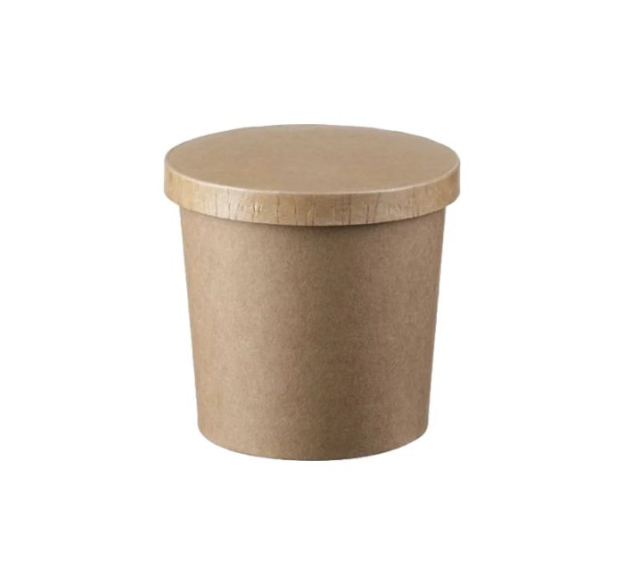 Papirnata posuda za poklopcem 340 ml d=90 mm h=85 mm kraft 50 kom (komplet)